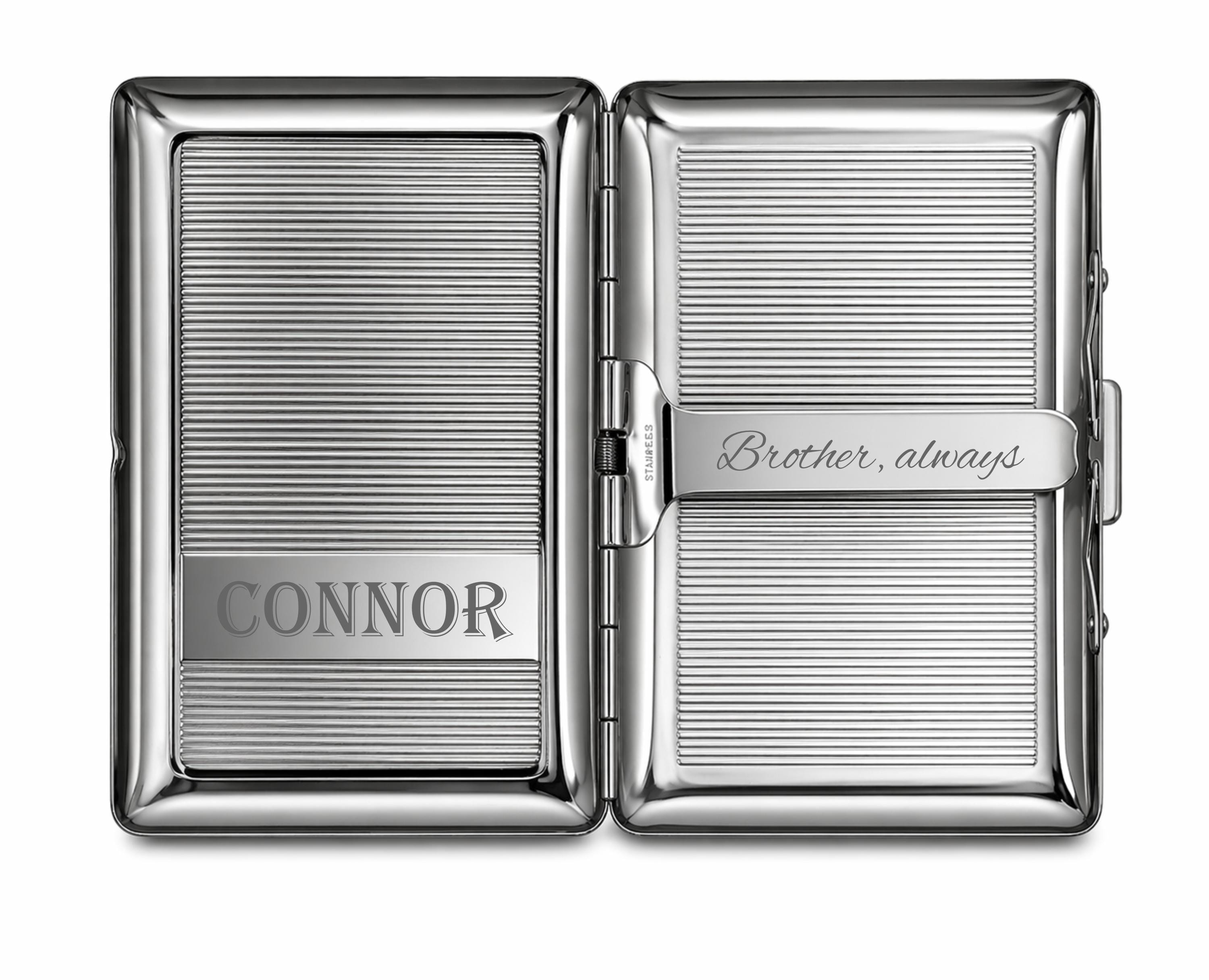 a single cigarette after dinner company Personalized Silver Single-sided Cigarette Case, Engraved Stainless Steel  Gift for Smoker