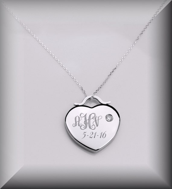 Tiffany Style Heart Necklace Engraved 