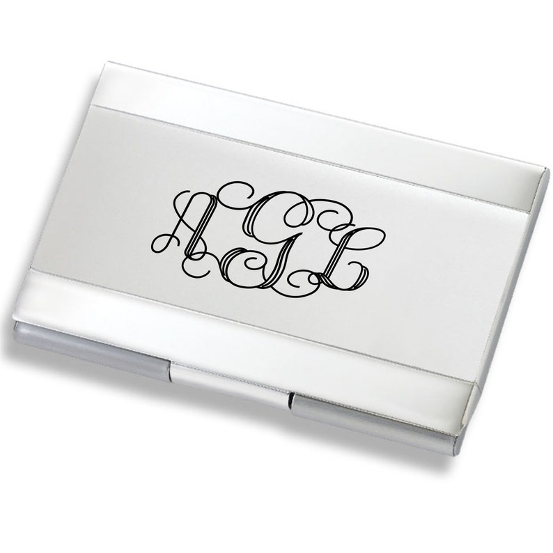 Personalized Business Card Holder Engraved Monogram Credit Etsy