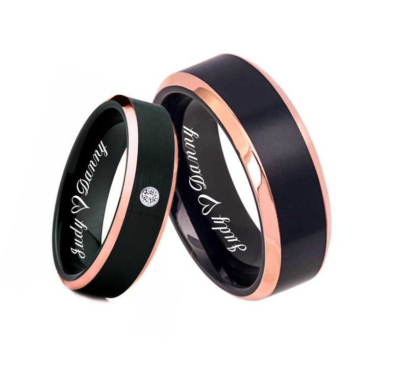 Engraved Promise Rings Stainless Steel Ring Set Engraved Etsy