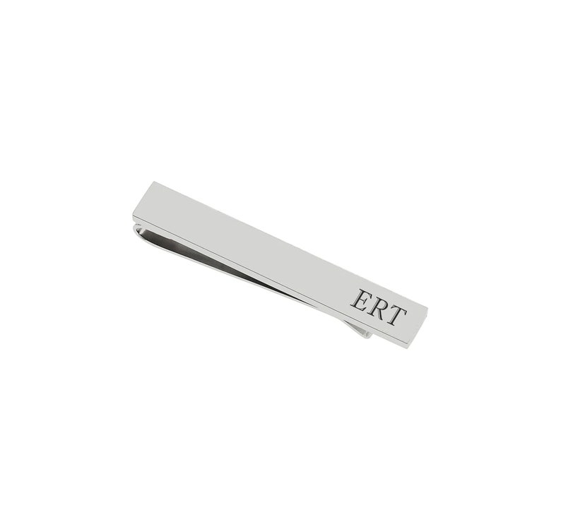 Personalized Tie Bar Engraved Tie Clip Silver Tie Clip Custom Tie Bar Gift For Groom Groomsman Best Man Wedding Favors Buy 6 Get 7th Free image 1