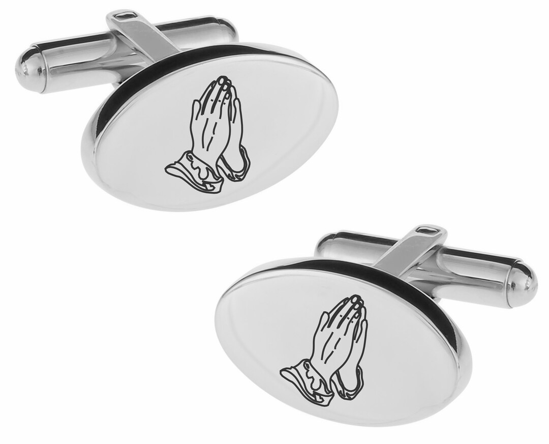 Engraved Praying Hands Cufflinks Prayer Cufflinks Personalized Silver
