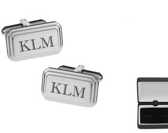 Personalized Cufflinks, Engraved Cufflinks, Silver Cufflinks, Custom Cufflinks, Monogrammed Cufflinks, Wedding Gifts - Buy 6, Get 7th Free