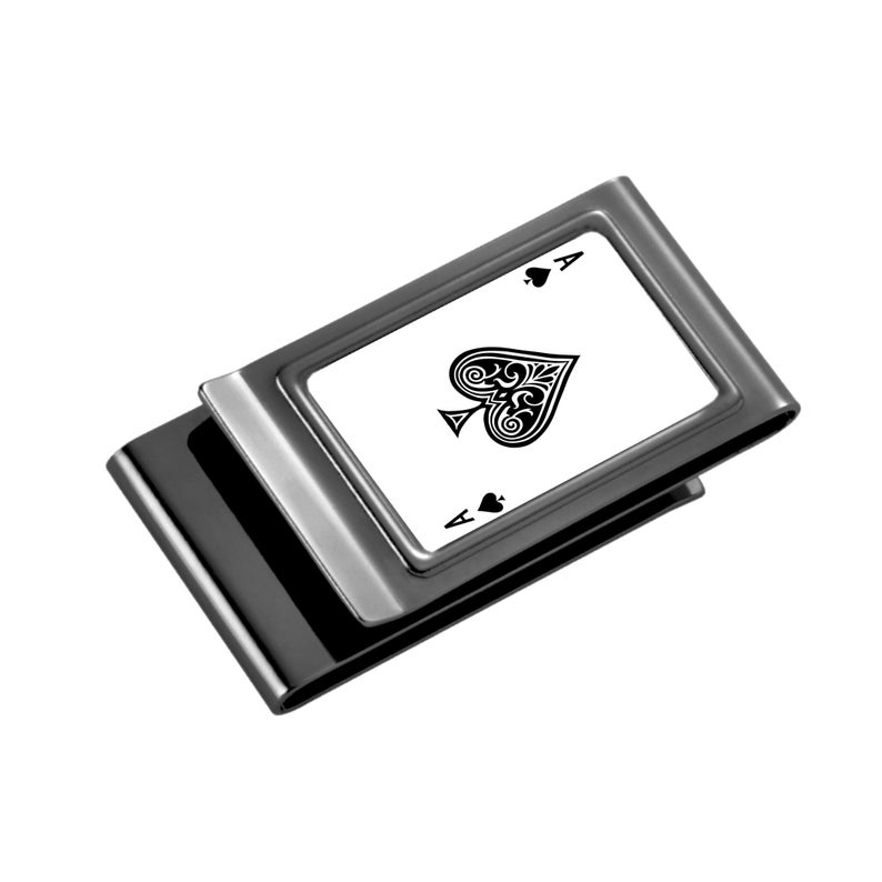 Personalized Ace of Spades Money Clip & Credit Card Holder Engraved Free image 1