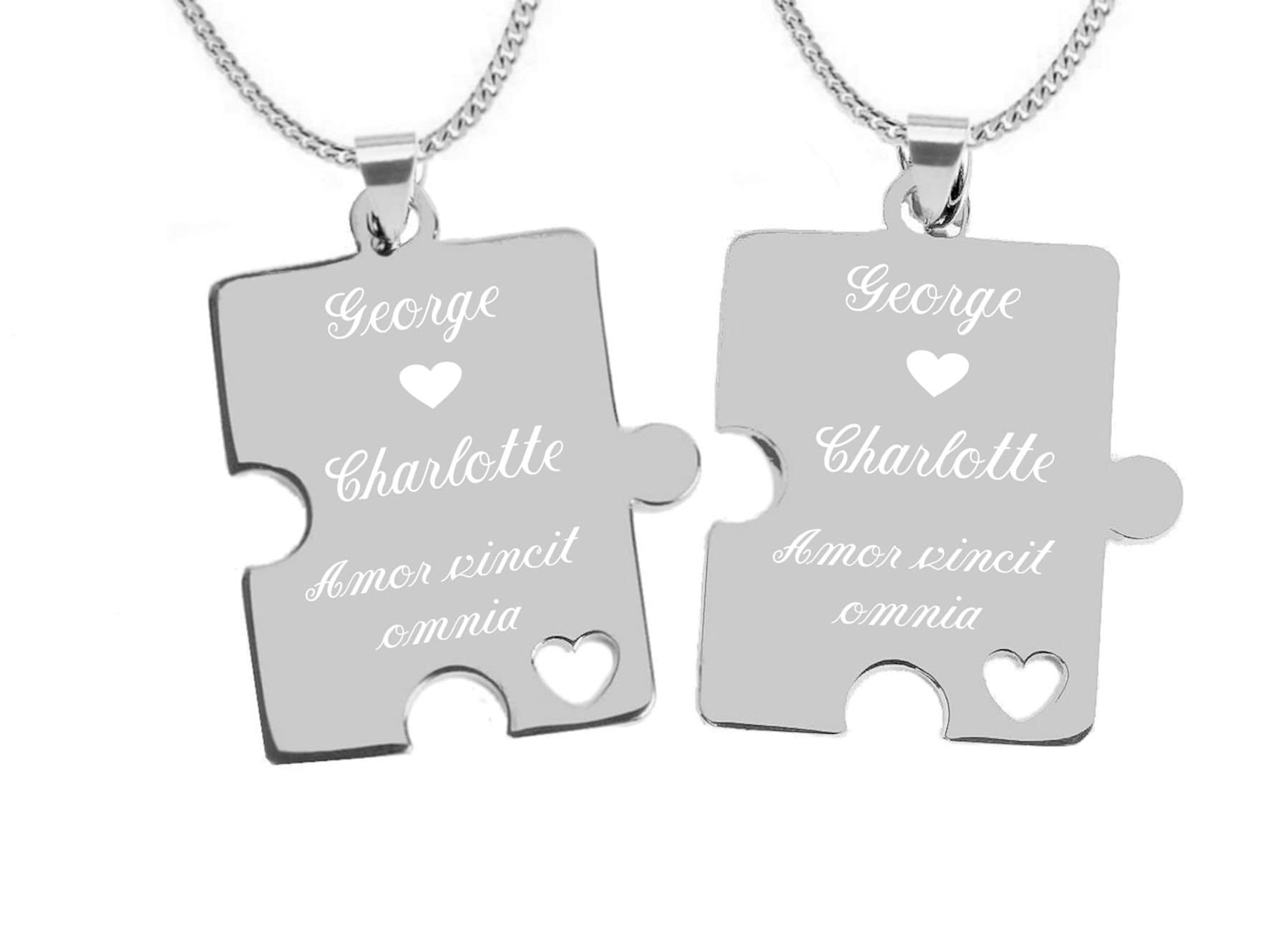 Puzzle Piece Necklace Set Couples Necklace Silver Puzzle Etsy