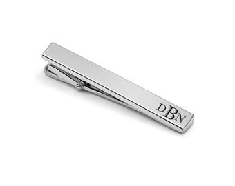 Personalized Tie Clip Silver Tie Clip Custom Engraved Free Best Man Gift For Him Dad Groom Groomsman Gift Wedding Gift, Buy 6 Get 7th Free