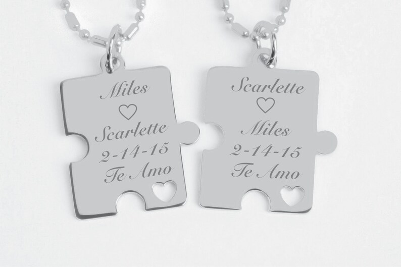 Puzzle Piece Necklace Set Couples Necklace Silver Puzzle Etsy
