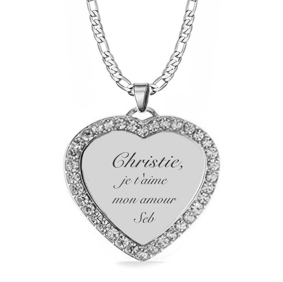 Diamonique x Jennifer Miller Engraved Heart Halo Necklace, Sterling Silver  - QVC.com