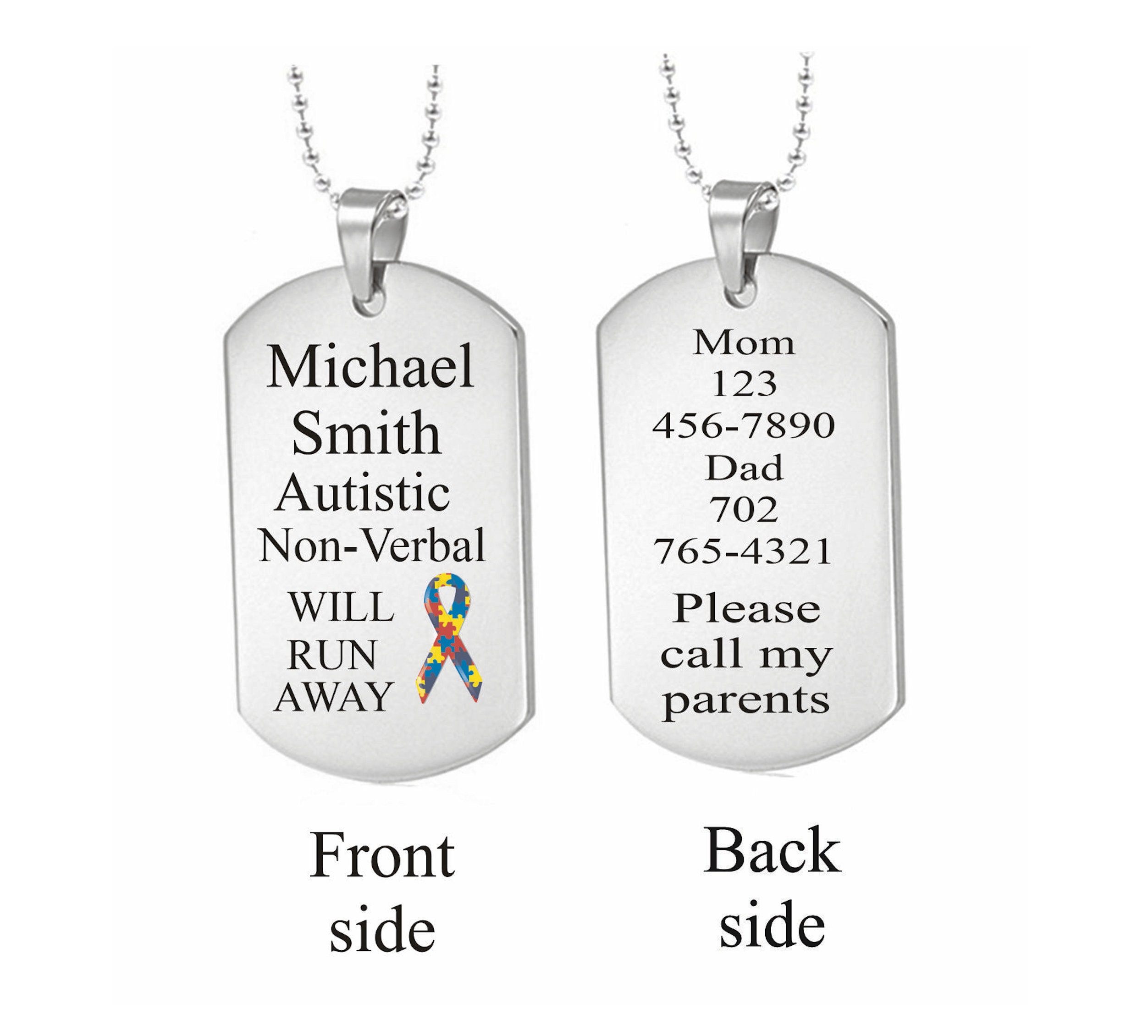 Autism dog 2025 tag necklace