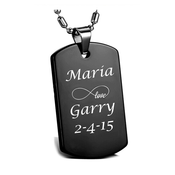 Personalized Black Dog Tag High Polished Black Dog Tag Etsy