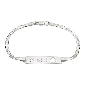 Personalized Sterling Silver Bracelet, 5.5  inches Baby Heart ID Bracelet, Engraved Bracelet, Children&#39;s Bracelet, Silver Baby Bracelet