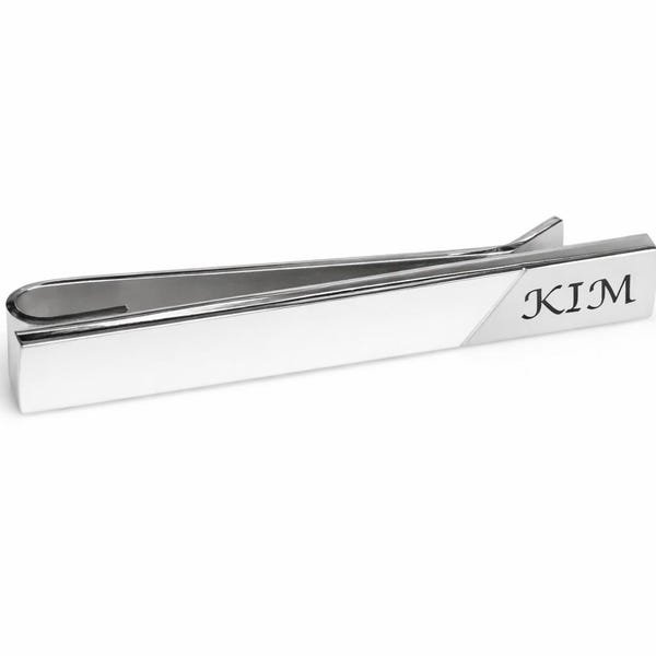 Personalized Silver Tie Clip, Engraved Stainless Steel Tie Bar Buy 6 Get 7th Free