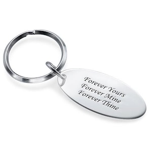 Personalized Silver Oval Keychain Custom Engraved Free - Engraved Key Chain - Personalized Gift