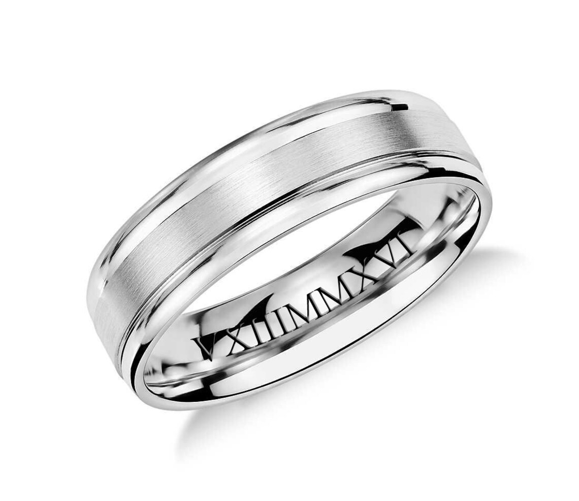 Engraved Ring Set Two Tone Silver Ring Set Custom Engraved Etsy