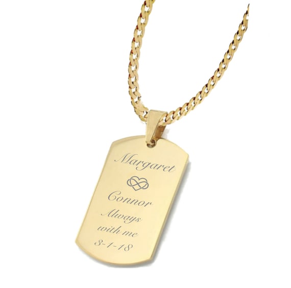 14K Gold Engravable Dog Tag Pendant - Valentine's Day Gifts