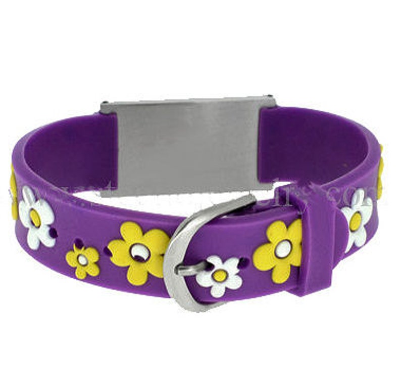 Personalized Medical ID Bracelet, Flower Design, Kids Medical Alert bild 2