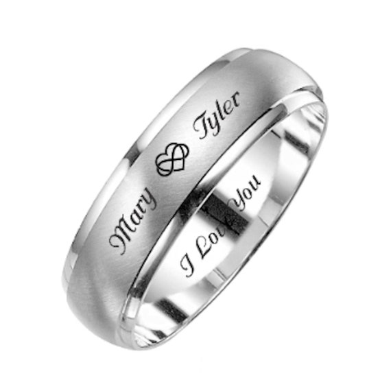 AVECON Solid Heavy Sterling Silver Ring Engraved I Love You Diamond Cutting  Pattern for Men Ring|Amazon.com