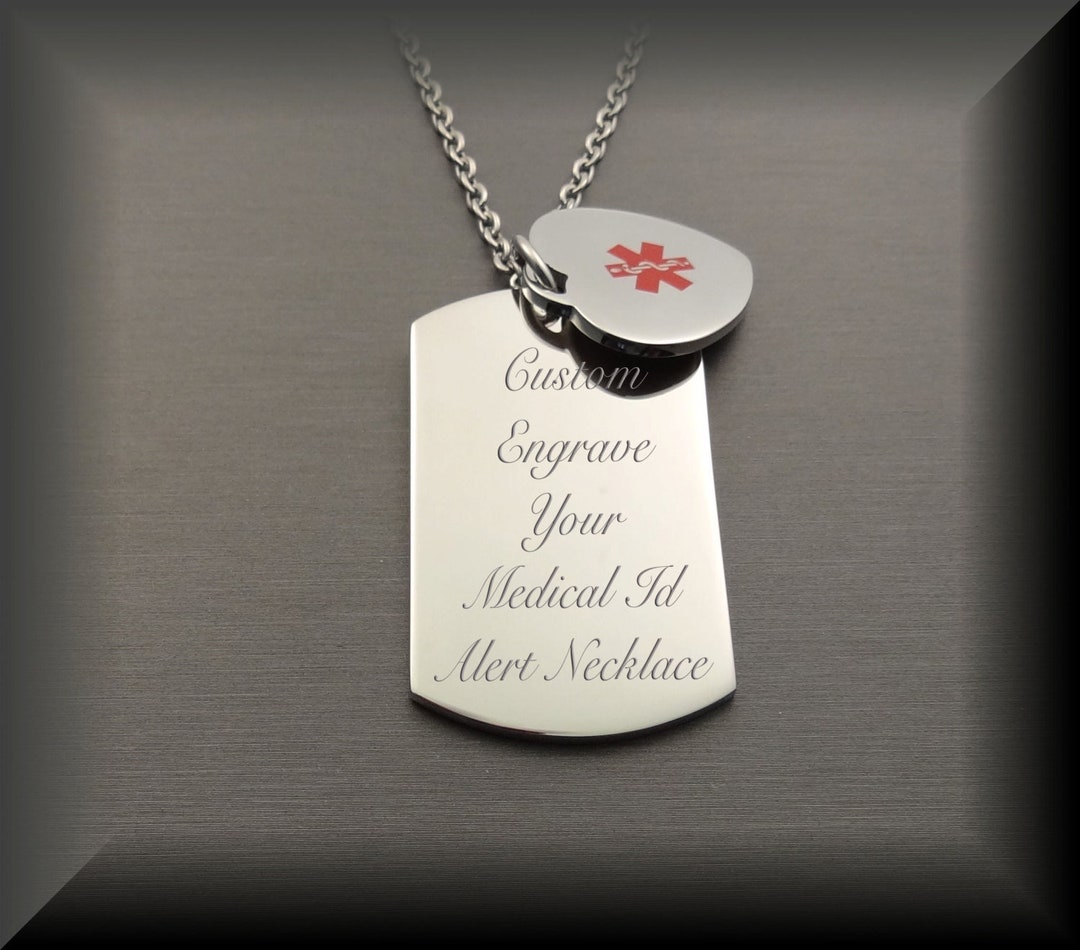 Pendant Medical Id Personalized Medical Alert Necklace Custom SOS