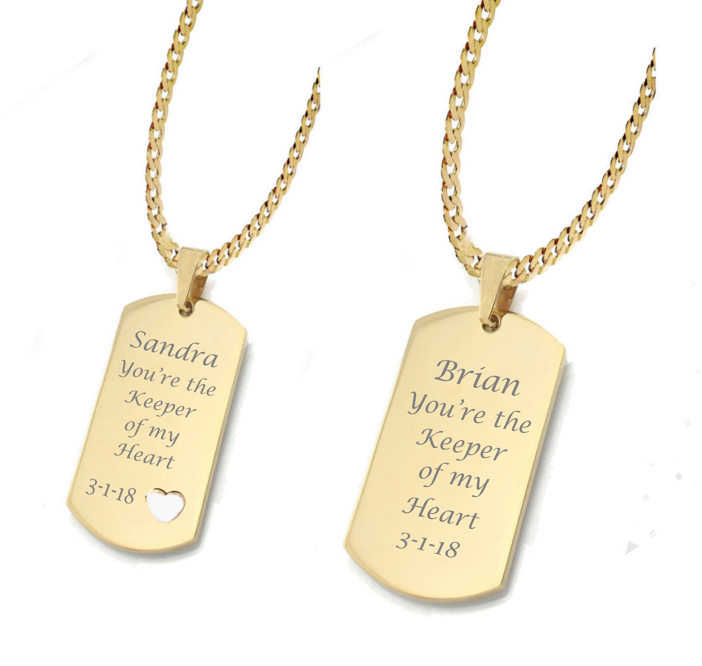 Engraved Gold-plated Dog Tag Pendant with chain or keyring