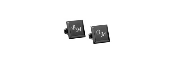 Monogrammed Cufflinks Engraved Cufflinks Gunmetal Cufflinks  