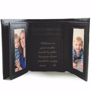 Cartera de cuero personalizada de tres pliegues para hombre, regalo para padrinos de boda, cartera con monograma, regalo para papás, cartera para hombre con grabado personalizado, grabado gratis