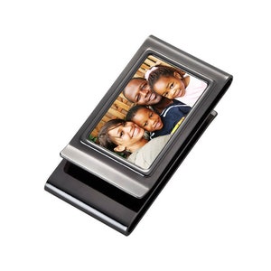 Double Sided Picture Gunmetal Money Clip & Credit Card Holder, Photo Money Clip