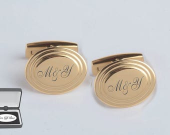 Personalized Cufflinks, Engraved Cufflinks, Gold Cufflinks, Monogrammed Cufflinks, Custom Cufflinks, Groomsmen Gifts - Buy 6 Get 7th Free