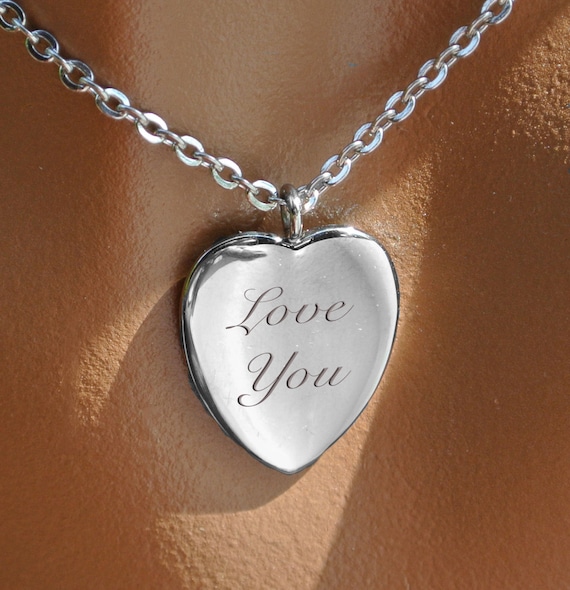 Etsy engraved shop heart necklace