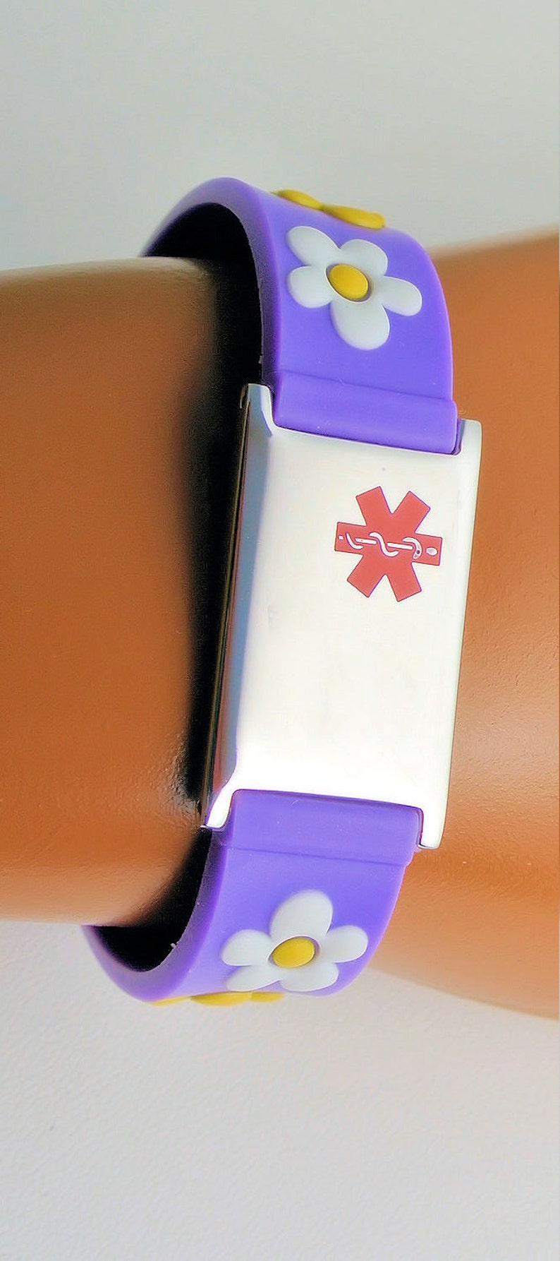 Personalized Medical ID Bracelet, Flower Design, Kids Medical Alert bild 3
