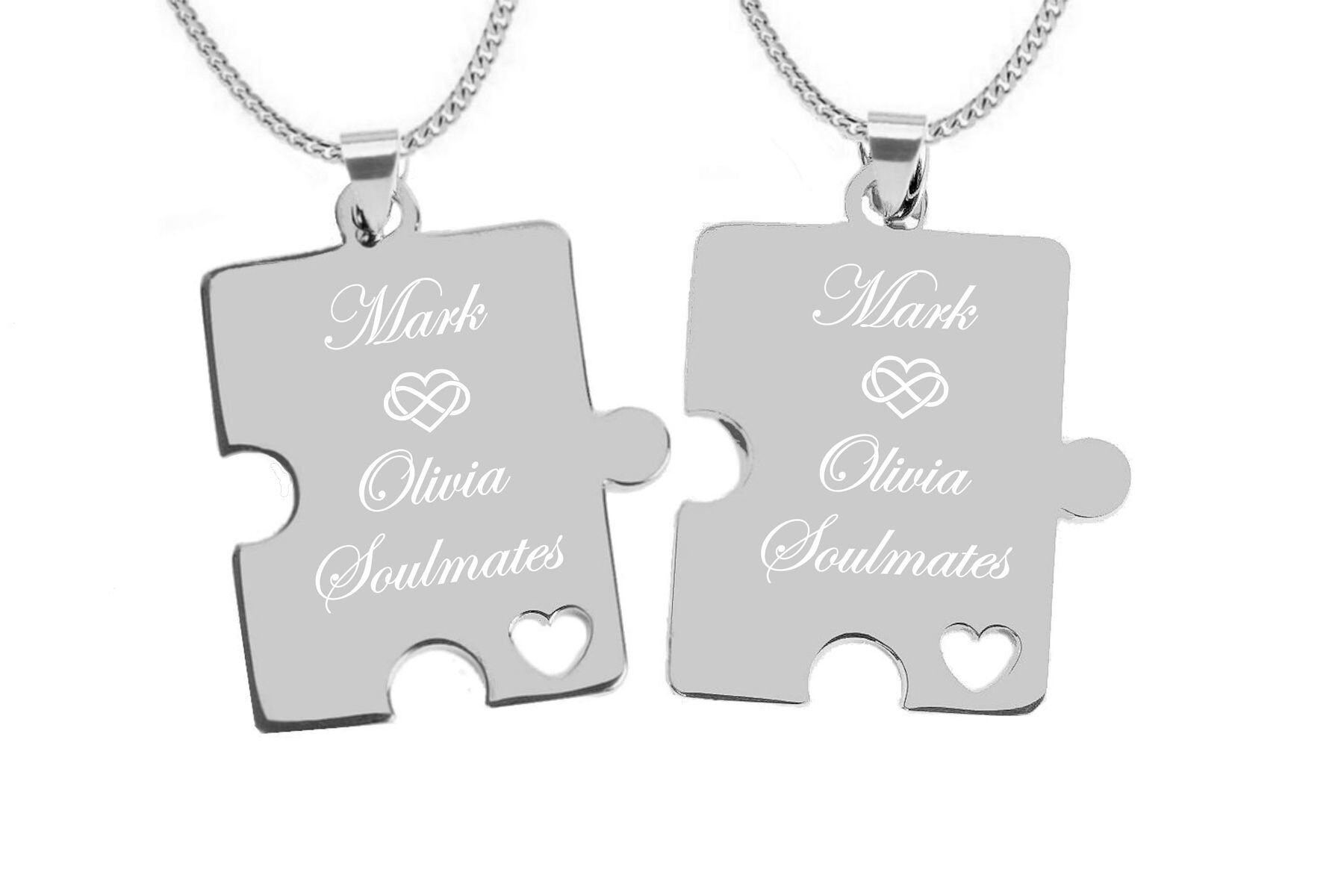 Puzzle Piece Necklace Set Couples Necklace Silver Puzzle Etsy