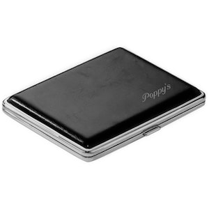 Personalized Double-Sided Black Leather Cigarette Case, Engraved Cigarillo Holder, Groomsman Gift For Him