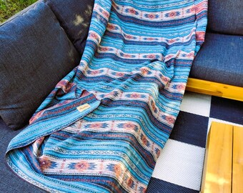 Catskill Camp Blanket Blanket in Fair Isle: Wool Blend Aztec Throw, Boho Cabin Decor, Camping, Yoga, Beach Blanket