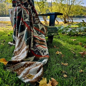 All Season Wool Blend Blanket in Sage- Beach Blanket, Southwest, Aztec, Camp Blanket, Navajo, Yoga Blanket, Throw, Boho, Cabin decor