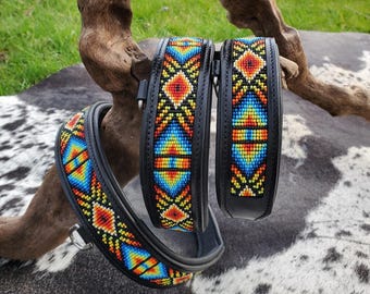 Handcrafted Beaded Leather Dog Collar