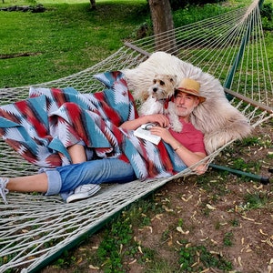 Aztec Pattern Blanket Eggshell Blue-Camp Blanket, Southwest, Beach Blanket, Western Blanket, Boho, Throw