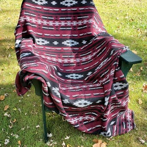 Catskill Camp Blanket in Berry- Beach Blanket, Southwest, Aztec, Wool Blend, Navajo, Yoga Blanket, Throw, Boho, Cabin decor