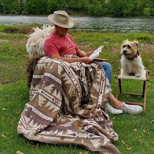 Beach Blanket in Quill- Camping Blanket, Southwest, Navajo, Aztec