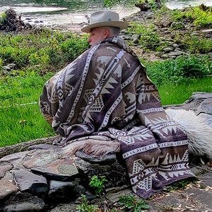 Wool Blend Blanket in Quill- Beach Blanket, Aztec, Navajo, Camp Blanket