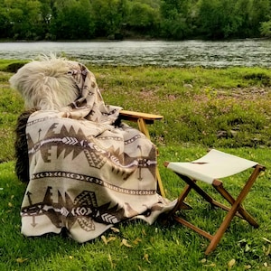 Southwest Aztec Camp Blanket: Wool Blend Boho Throw