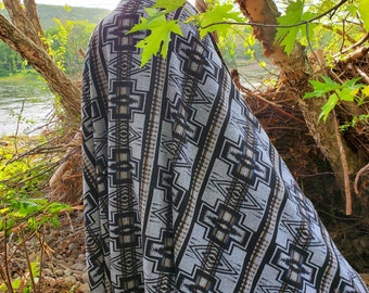 Southwest Aztec Camp Blanket in Black: Throw, Boho, Travel,  Camping, Beach, Cabin Decor, Yoga, 80 x 60