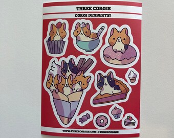 Leuke Stickers Dessert Corgi's door Milkkoyo, Kawaii Esthetische stickers voor Bullet Journaling