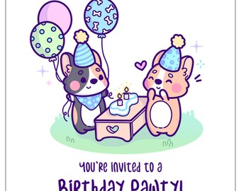 Three Corgis X Crafter Of Cute Pawty Invitation Flat Cards