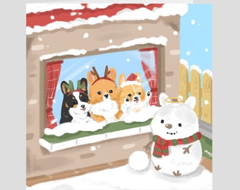 Holiday Corgis By Mapeto Folded Cards