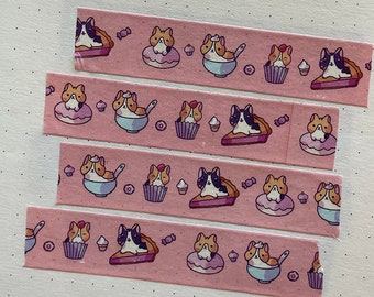 Dessert Corgis Washi Tape 15mm, Kawaii briefpapier van Milkkoyo