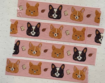Corgi Foodie Washi-tape 15 mm | Kawaiiplanner | Briefpapier| Afplakband|BUJO|Journaling Planner| Dierenliefhebbers|Mapeto|Honden en puppy's