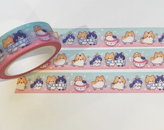 Corgis-washitape voor de feestdagen: kawaii-plannertape (15 mm)
