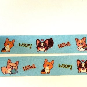 Cute Corgi Washi Tape Woof | Kawaii Planner | Stationary | BUJO| papercraft | adhesive tape|15mm masking tape|Corgi Lover Gifts|Dog Lovers