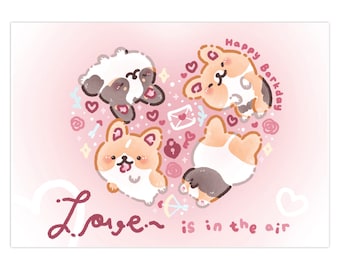 Corgi Happy Barkday Card: handgetekende verjaardagsgroet van een hond
