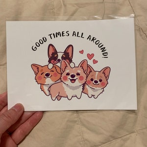 Cute Postcard | Three Corgis X Crafter Of Cute | Corgi Art | for the Corgi Lover and Family| Dogs Pets Greeting Card| Stationary