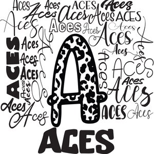 Aces Subway Art, Sports SVG, Aces Collage, Team Mascot, Leopard Print, Cutting File, Cricut, Silhouette, Cut File, Commercial Use